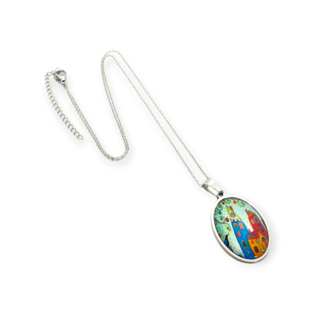 necklace steel silver small town1